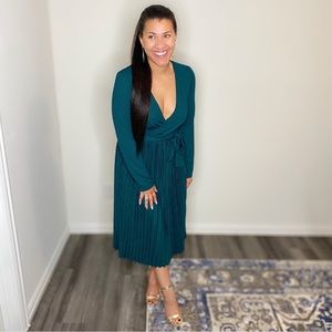 Emerald Green Pleated Dress